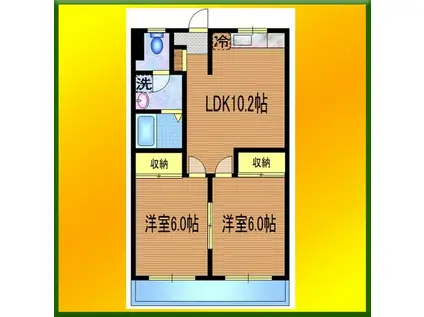 富士見ハイツ第2(2LDK/1階)の間取り写真