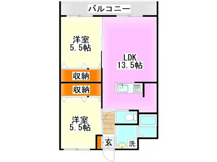 ユーミーウィンクルムII(2LDK/3階)の間取り写真