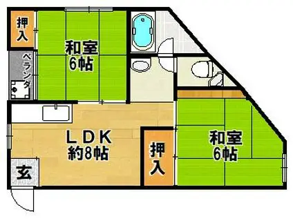 グレース西宮山口(2LDK/2階)の間取り写真