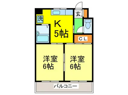 フェリス宮前平Ⅱ(2K/3階)の間取り写真