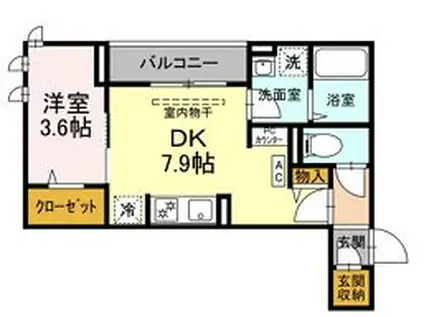 D-ASSET中原(1DK/1階)の間取り写真