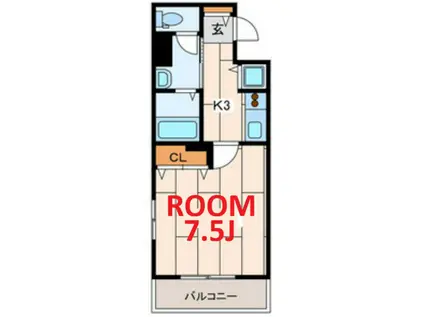 コンフオール南太田(1K/5階)の間取り写真