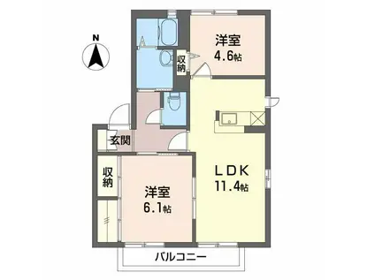 バリュージュ桜堤(2LDK/2階)の間取り写真