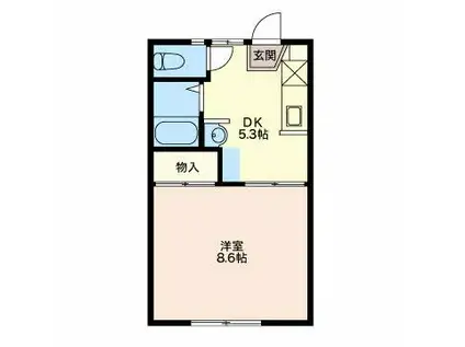 ハイツ北浦(1DK/2階)の間取り写真