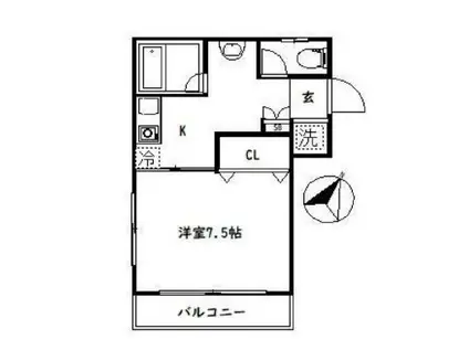 第8三和マンション(1K/3階)の間取り写真