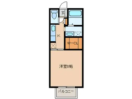 サングリーンとなみ野(1K/2階)の間取り写真