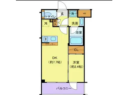 シーフォルム東新宿II(1DK/4階)の間取り写真