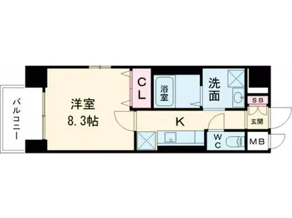 プリミエール春日井駅(1K/2階)の間取り写真