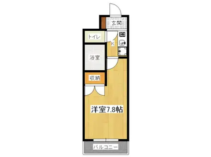 ル・クレヨンルージュ(1K/6階)の間取り写真