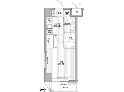 GATES1(1K/3階)の間取り写真