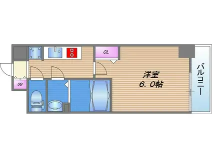 ファステート大阪上本町ソーレ(1K/9階)の間取り写真