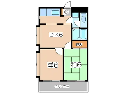 レジデンス向ヶ丘(2DK/4階)の間取り写真