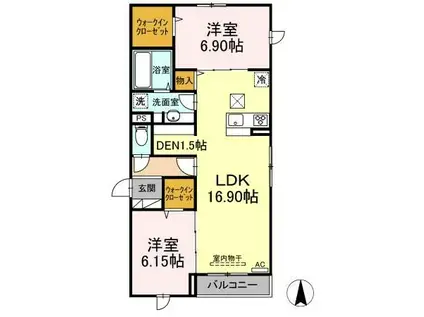 アナシエ鹿浜(2SLDK/1階)の間取り写真
