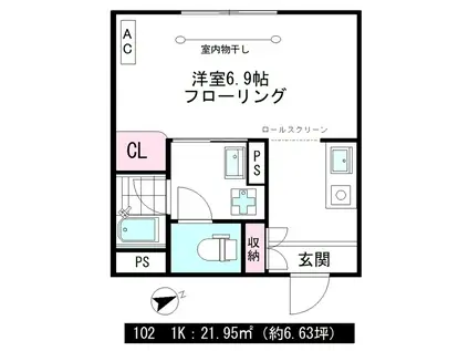 サンリバティ(1K/1階)の間取り写真