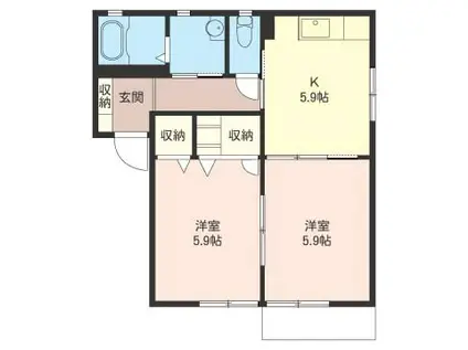 グリーンフォーレスI(2K/1階)の間取り写真