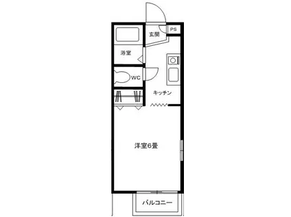 ハピネス(ワンルーム/2階)の間取り写真