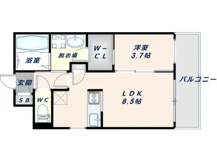 プレサンスNEO長堂アウローラ(1LDK/7階)の間取り写真