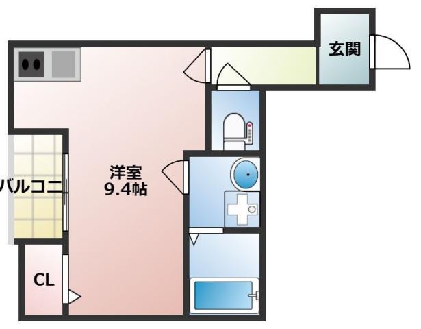 SUNMARK次郎丸II(ワンルーム/2階)の間取り写真