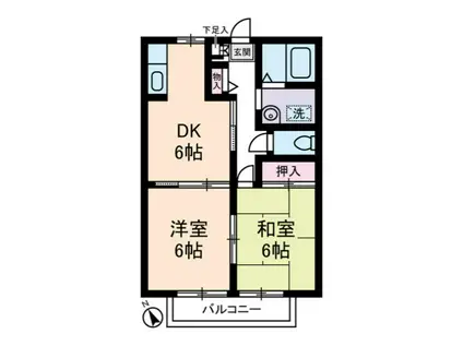 ファミーユ・ドミ(2DK/2階)の間取り写真