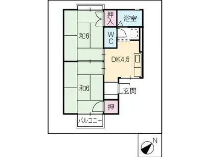 ハイツジュネス(2DK/1階)の間取り写真
