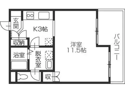 ソレイユ1番館(1K/6階)の間取り写真