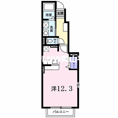 スカイハイツB(ワンルーム/1階)の間取り写真