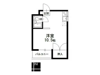 東山レジデンス(ワンルーム/2階)の間取り写真