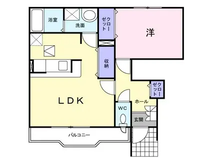 ジェルメ グラースII(1LDK/1階)の間取り写真