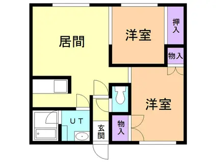 バルビゾン(2DK/2階)の間取り写真