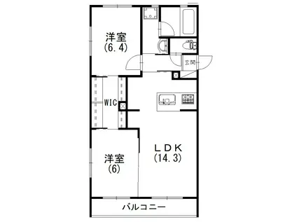 カーサ フォンターナ(2LDK/4階)の間取り写真