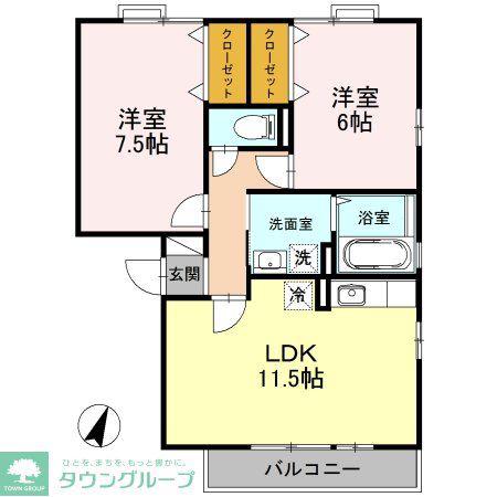 リビングタウン双葉A・B棟(2LDK/3階)の間取り写真