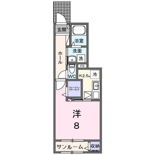 サンリベール(1K/1階)の間取り写真