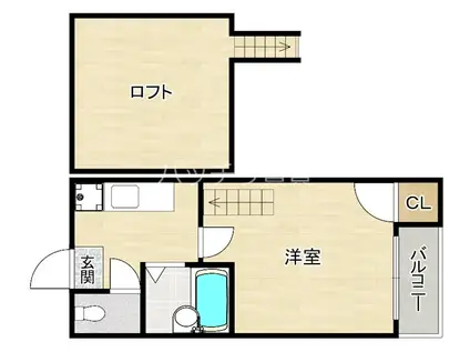 姪浜コンパートメント(1K/1階)の間取り写真