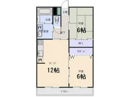 赤城マンション(2LDK/4階)の間取り写真