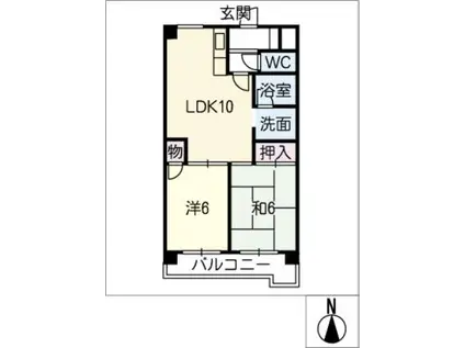 地下鉄東山線 本郷駅(愛知) 徒歩39分 2階建 築29年(2LDK/2階)の間取り写真