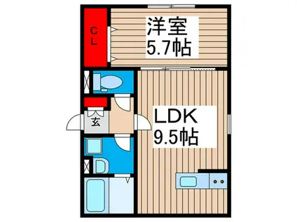 IXO東保木間(1LDK/3階)の間取り写真