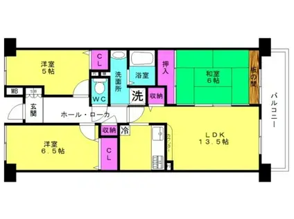 ウェステージ明石四番館(3LDK/7階)の間取り写真