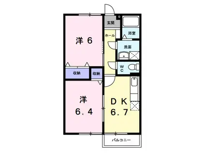 リバーポート岩井(2DK/2階)の間取り写真