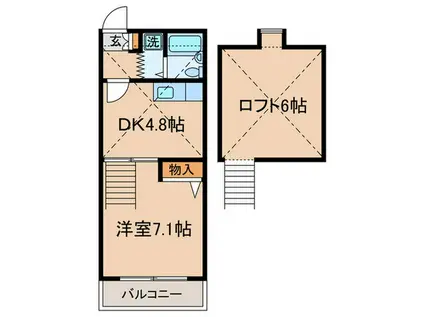 プラザ・イズミ(1DK/2階)の間取り写真