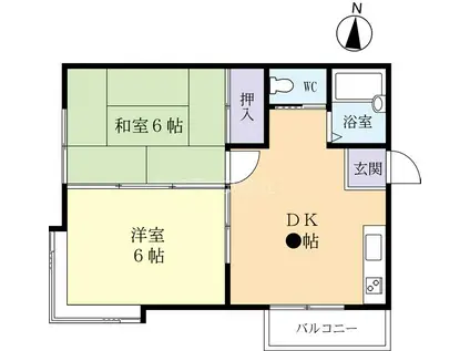 コーポらん月 2号棟(2DK/2階)の間取り写真