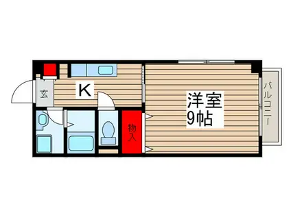 リムーブルミニヨン(1K/3階)の間取り写真