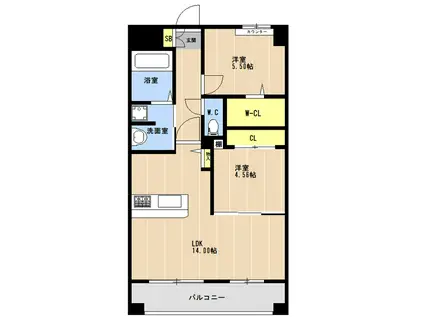 LIBTH博多駅南VII(2LDK/11階)の間取り写真