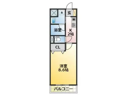 コモンガル小垣江(1K/2階)の間取り写真