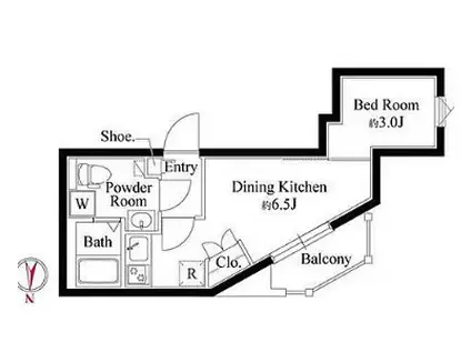 グランパセオ中目黒II(1DK/4階)の間取り写真