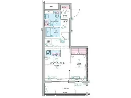 GENOVIA三軒茶屋GREEN VEIL(1LDK/3階)の間取り写真