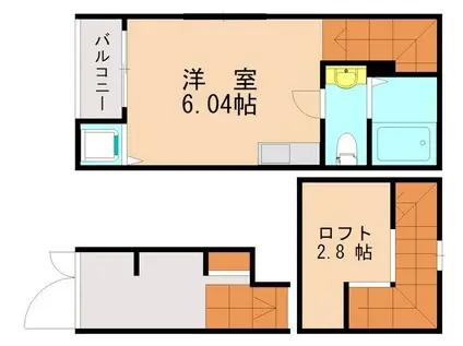 ガレット名島(1DK/1階)の間取り写真