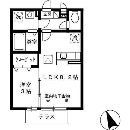 セジュール・ペルル(1LDK/1階)の間取り写真
