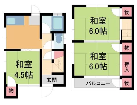 上葭原アパート(3DK/1階)の間取り写真