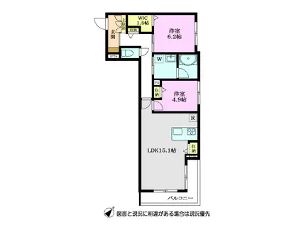 メゾン・ド・プリュネ(2LDK/1階)の間取り写真