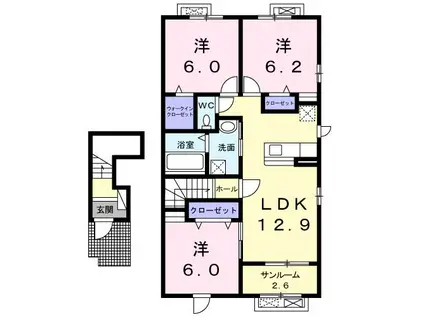 マハロ ナイメンII(3LDK/2階)の間取り写真